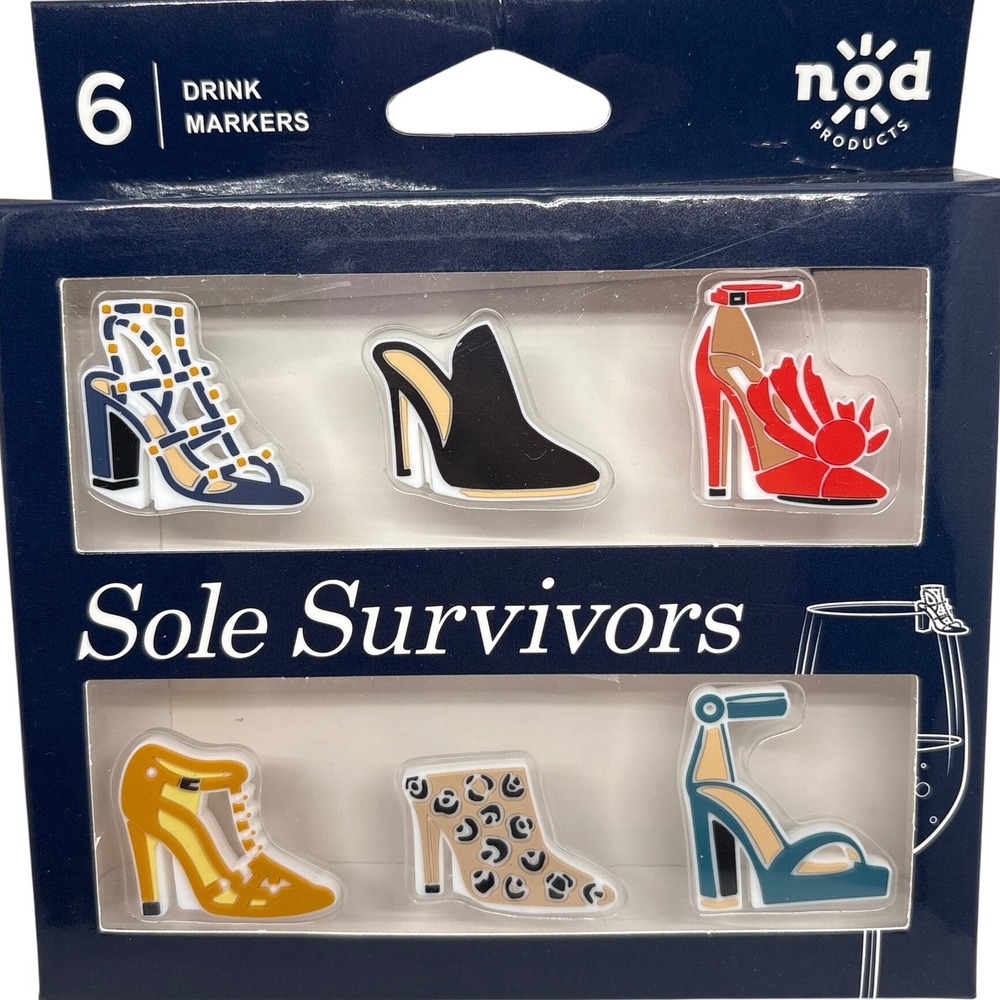 Nod Sole Survivors Shoe Drink Markers Posh Wine Charms‎ Set of 6 Host Party Gift